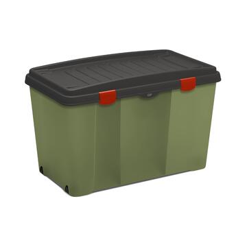 Contenitore Multiuso Verde 120 lt Family Box Camping con Ruote e Divisori Estraibili 80x47 h51 cm