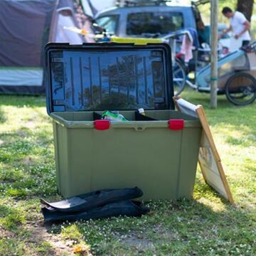 Contenitore Multiuso Verde 120 lt Family Box Camping con Ruote e Divisori Estraibili 80x47 h51 cm