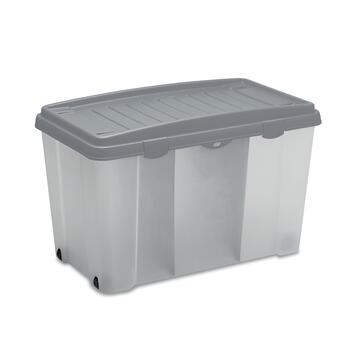 Contenitore Multiuso Trasparente 120 lt Family Box con Ruote e Divisori Estraibili 80x47 h51 cm