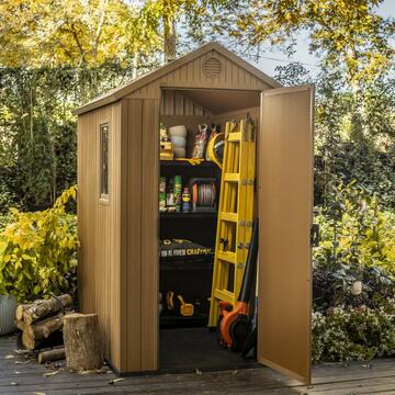 Keter Darwin 4x6 Marrone - Casetta da Giardino - Con Finestra Laterale - 125,8x184,8 h205 cm