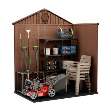 Keter Darwin 6x4 Marrone - Casetta da Giardino - Con Finestre Frontali - 190x122 h221 cm