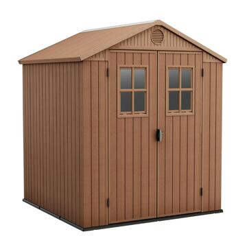 Keter Darwin 6x6 Marrone - Casetta da Giardino - Con Porta Doppia Anta Finestrata - 190x183 h221 cm Marino Fa Mercato