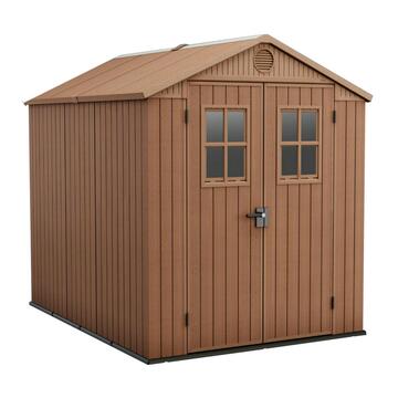 Keter Darwin 6x8 Marrone - Casetta da Giardino - Con Porta Doppia Anta Finestrata - 190x244 h221 cm Marino Fa Mercato