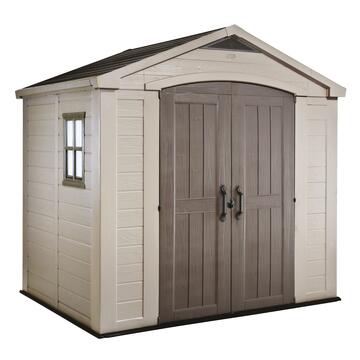 Keter Factor 8x6 Beige - Casetta da Giardino - Con Porta Doppia Anta e Finestra - 265,5x182 h 243 cm Marino Fa Mercato