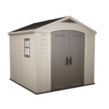 Keter Factor 8x8 Beige - Casetta da Giardino - Con Porta Doppia Anta e Finestra Laterale - 256,5x255 h243 cm Marino Fa Mercato