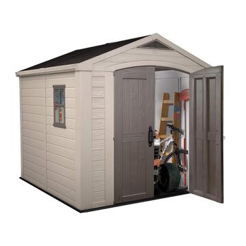 Keter Factor 8x8 Beige - Casetta da Giardino - Con Porta Doppia Anta e Finestra Laterale - 256,5x255 h243 cm