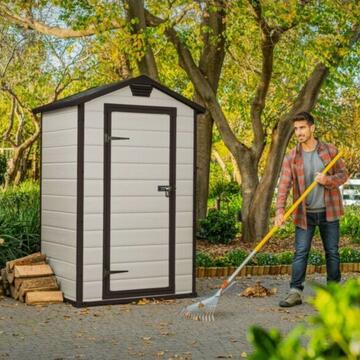 Keter Manor 4x3 Beige - Casetta da Giardino - Con Finestra Laterale - 129x103 h196 cm