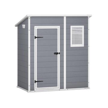 Keter Manor Pent 6x4 Grigia - Casetta da Giardino - Con Finestra Frontale - 184x111 h201 cm