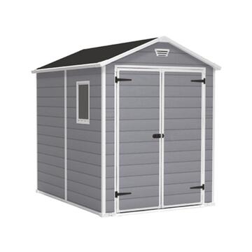 Keter Manor 6x8 Grigia - Casetta da Giardino - Con Finestra Laterale - 237x185 h 227 cm