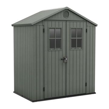 Keter Darwin 6x4 Verde - Casetta da Giardino Porta Attrezzi - con 2 Finestre Frontali - 190x122 h221 cm