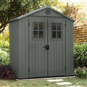 Keter Darwin 6x4 Verde - Casetta da Giardino Porta Attrezzi - con 2 Finestre Frontali - 190x122 h221 cm