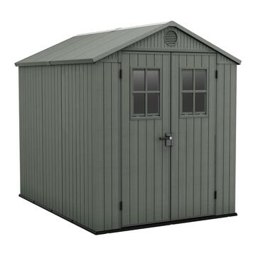 Keter Darwin 6x8 Verde - Casetta da Giardino Porta Attrezzi - con 2 Finestre Frontali - 190x244 h221 cm