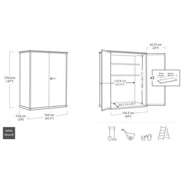 Keter Porta Attrezzi Vertical Shed Walnut 1400 lt -... - Marino Fa Mercato