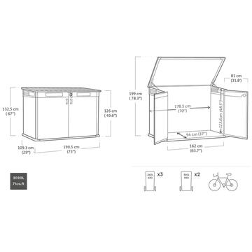 Keter Box Porta Attrezzi Cortina Mega Grigio 2020 lt... - Marino Fa Mercato