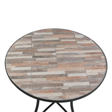 Tavolo Rotondo Listelli da Esterno in Ferro e Piano... - Marino Fa Mercato