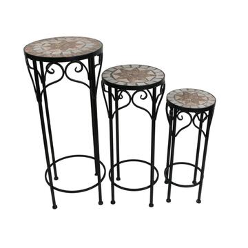 Set 3 Portavasi Rotondi Mosaico in Ferro e Piano in... - Marino Fa Mercato