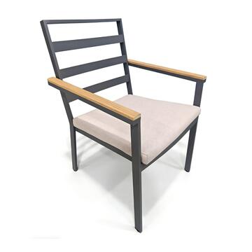 Sedia con Braccioli in Alluminio Grigio Goran - 61x67 h90 cm - per Interno ed Esterno - con Cuscino Sfoderabile