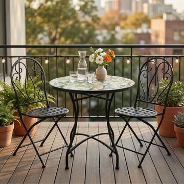 Sedia Bistrot Pieghevole in Ferro Verniciato Nero Iskam 50,5x39 h93 cm Stile Mediterraneo