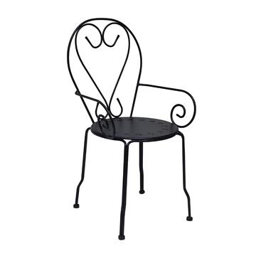 Poltrona da Esterno Corban in Ferro Nero - 49x48 h90 cm - per Terrazza, Giardino, Balcone, Patio