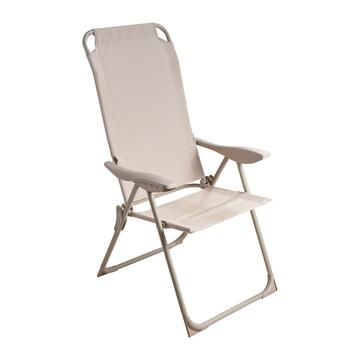 Sedia Sdraio Reclinabile Beige Tex con Braccioli e Struttura in Metallo Verniciato 58x63 h108 cm