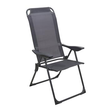 Sedia Sdraio Reclinabile Grigia Tex con Braccioli e Struttura in Metallo Verniciato 58x63 h108 cm