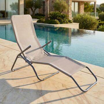 Sdraio da Esterno in Textilene Tortora con Struttura in Acciaio Verniciato 137x57 h97 cm Playa