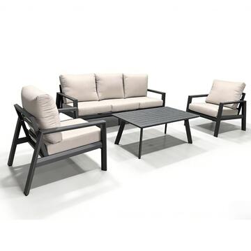 Salotto Misho in Alluminio Grigio - Divano 3 Posti...