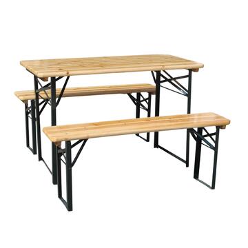 Set Birreria Petit in Legno 117x56 h76 cm - con Gambe in Metallo - per Birreria, Sagre, Catering, Eventi, Ristoranti