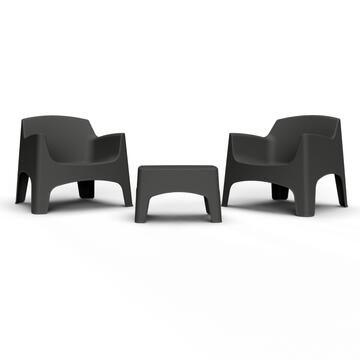 Set Ibiza Terrace 2 Poltrone e Tavolino in Polipropilene Grafite