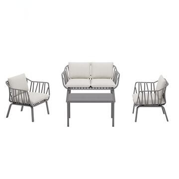 Set da Giardino 4 Posti in Polipropilene Anti-UV Antracite...