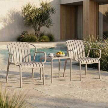 Set da Esterno Moderno 2 Posti in Polipropilene Tortora... - Marino Fa Mercato