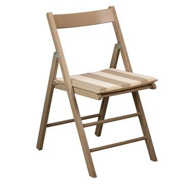 Cuscino Garda quadrato a righe beige/bianche per sedia...