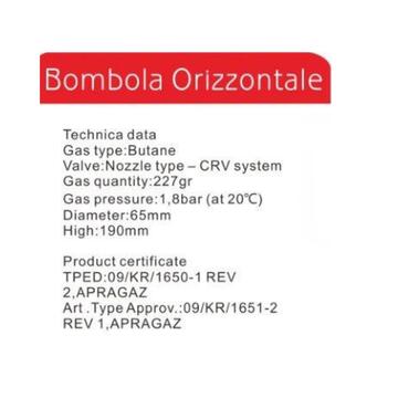 Bombola cartuccia a gas butano 220Gr